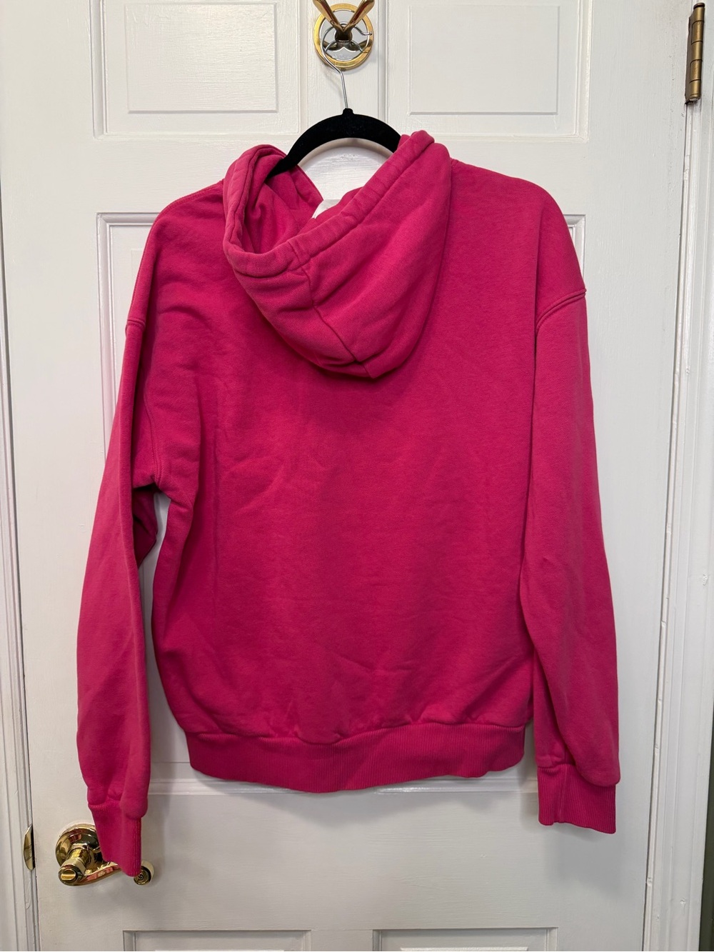 Reebok Pink White Graphic Hoodie Logo Pullover Sweatshirt Size Large - Picture 4 of 4